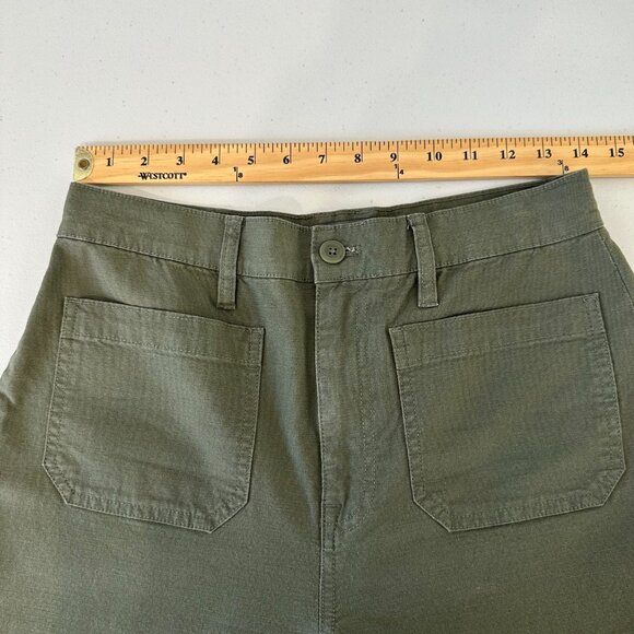 J Crew Point Sur High Waist Pants Size 28 Tall Olive Green Wide Leg - Picture 6 of 13